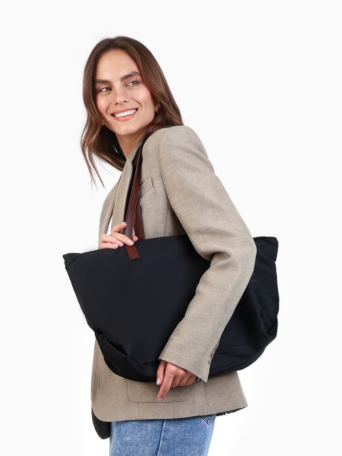 Сумка-шопер женская на молнии, размер 40×19×30 см, чёрная