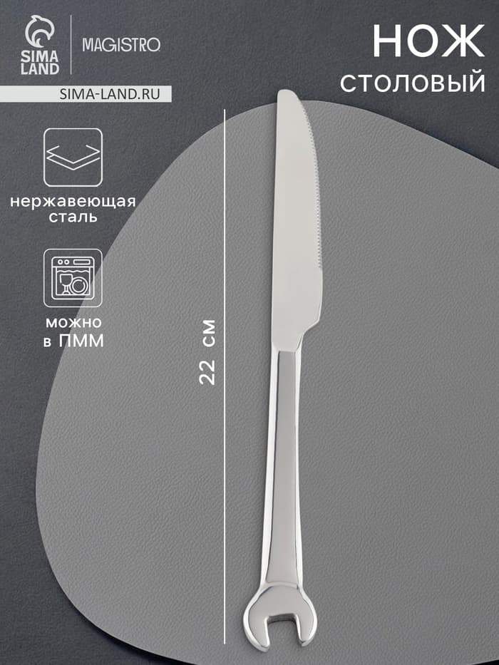 Нож столовый Magistro Workshop, длина 22 см, нержавеющая сталь, серебристый
