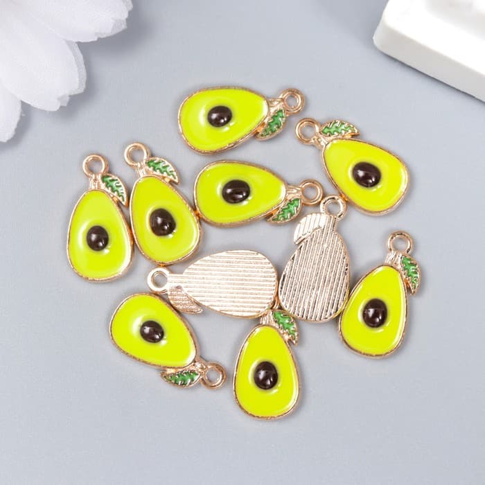 Декор для творчества металл, эмаль «Авокадо», зелёный, 1.7×1 см