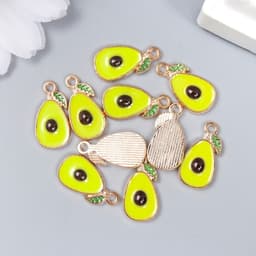 Декор для творчества металл, эмаль «Авокадо», зелёный, 1.7×1 см