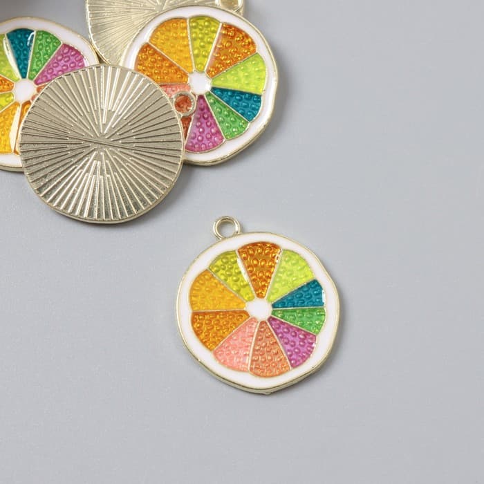 Декор для творчества металл, эмаль «Грейпфрут», 2×2.2 см