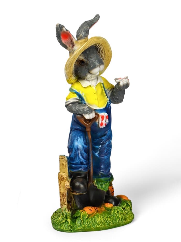 Садовая фигура из полистоуна «Зайчик дачник с бабочкой», 49×18×22 см