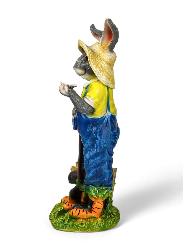 Садовая фигура из полистоуна «Зайчик дачник с бабочкой», 49×18×22 см