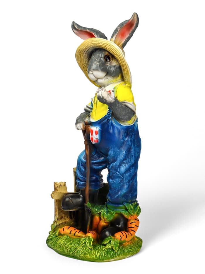 Садовая фигура из полистоуна «Зайчик дачник с бабочкой», 49×18×22 см