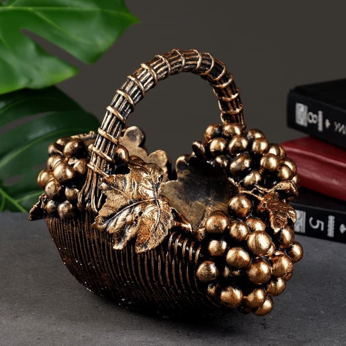 Подставка для бутылки «Корзина с виноградом», под бронзу с позолотой, 20×25×22 см