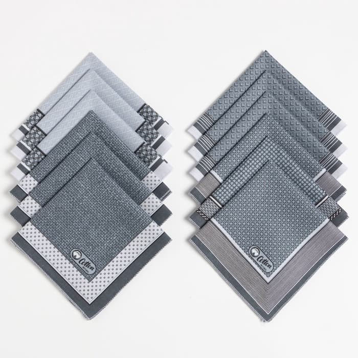 Платки носовые мужские «Этель. Анджело», 30×30 см, набор 12 шт., хлопок 100%, рисунок МИКС, серые