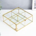 Шкатулка для украшений с делениями «Квадрат с гранями», стекло с металлическим каркасом, 7×16×16 см