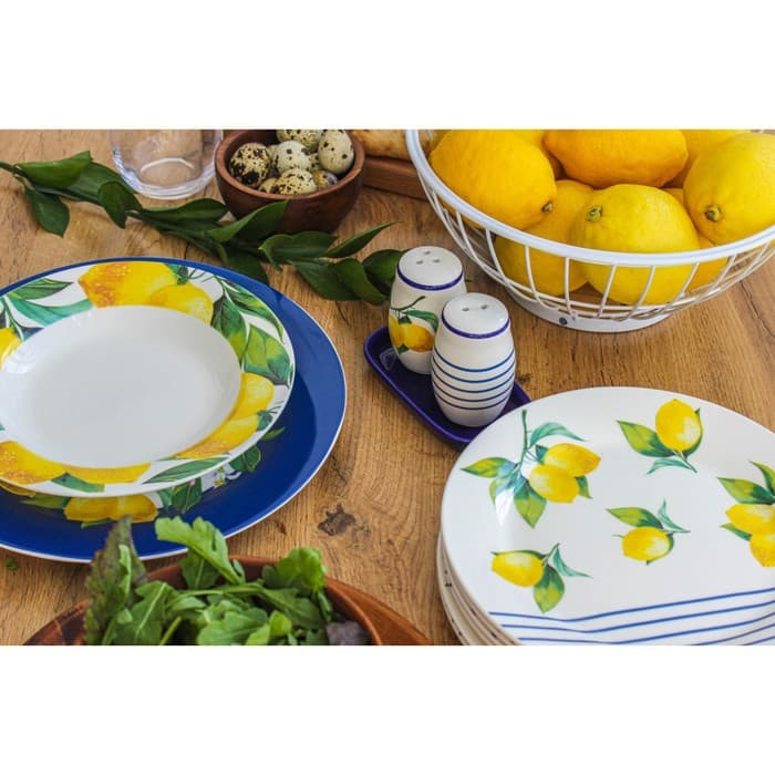 Набор для специй Доляна «Лимон», солонка, перечница 130 мл, доломит, белый, синий