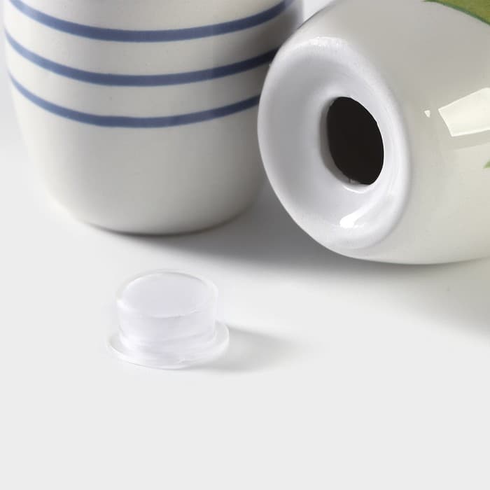 Набор для специй Доляна «Лимон», солонка, перечница 130 мл, доломит, белый, синий