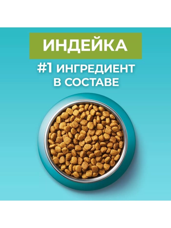 Сухой корм Purina One для домашних кошек, индейка/злаки, 3 кг