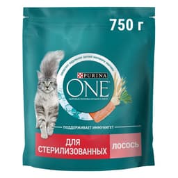 Сухой корм Purina One для стерилизованных кошек, лосось/пшеница, 750 г