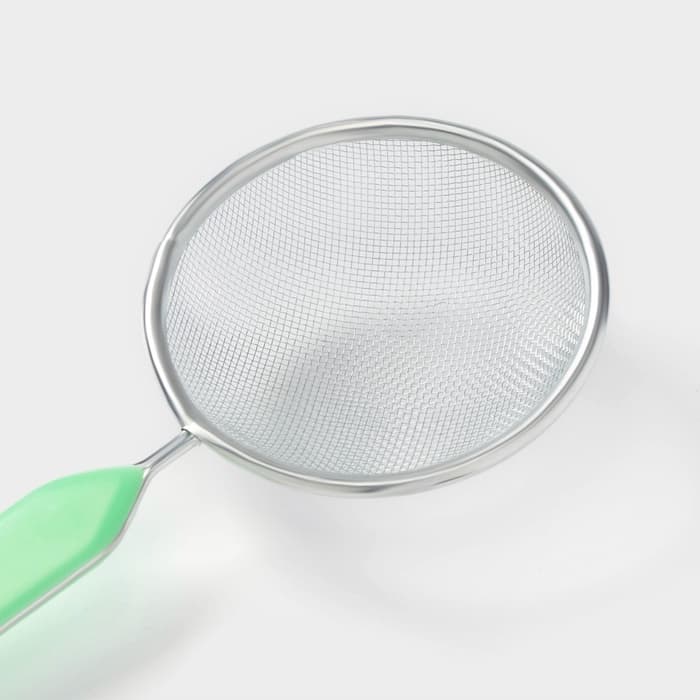 Сито для просеивания с ручкой Доляна «Хозяюшка», d=10 см, зелёное