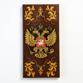 Нарды деревянные большие, настольная игра «Герб России», 50×50 см, с шашками