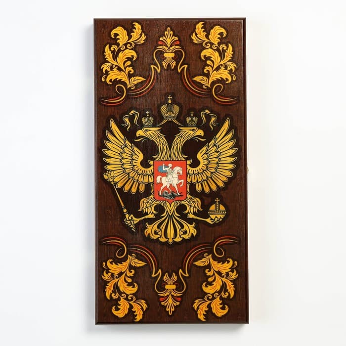 Нарды деревянные большие, настольная игра «Герб России», 50×50 см, с шашками