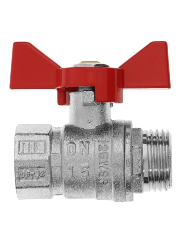 Кран шаровой ZEIN engr, наружная/внутренняя резьба 1/2", бабочка, цинк