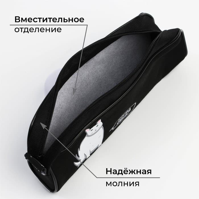 Пенал школьный, текстиль, 8×20×4 см «Когда обед?»