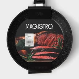 Сковорода Magistro Dark, d=22 см, h=4.5 см, съёмная ручка софт тач, антипригарное покрытие, индукция, кованый алюминий, чёрная