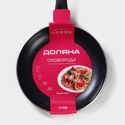 Сковорода Доляна Basic, d=26 см, h=6 см, пластиковая ручка, антипригарное покрытие, индукция, чёрная
