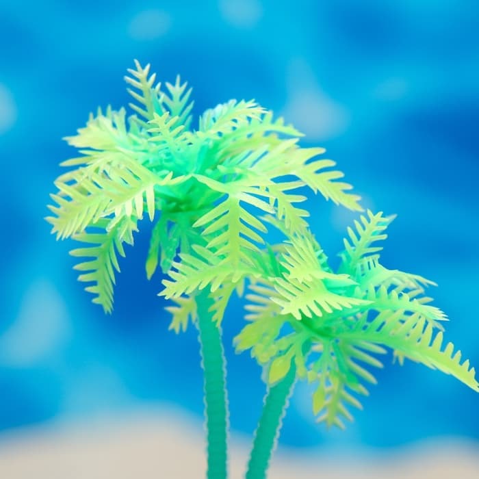 Растение для аквариума и террариума «Пальма», светящееся, 10 см, зелёное