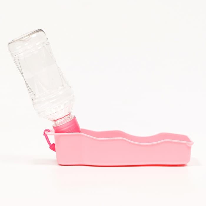 Автопоилка прогулочная с фигурной бутылочкой, 250 мл, пластик, розовая