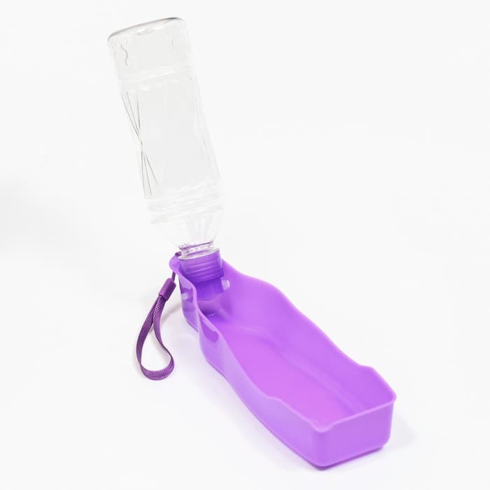 Автопоилка прогулочная с фигурной бутылочкой, 450 мл, пластик, фиолетовая