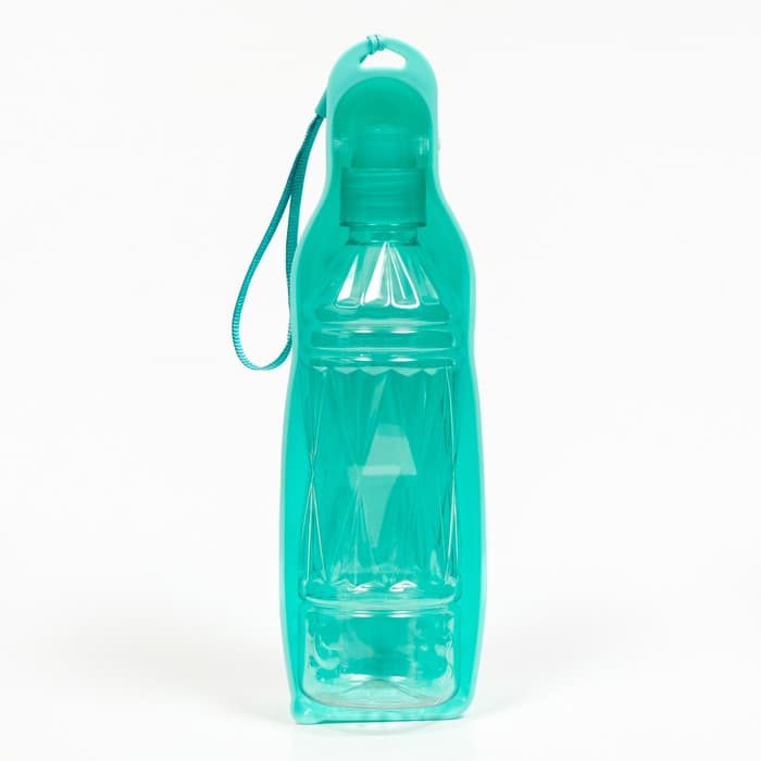 Автопоилка прогулочная с фигурной бутылочкой, 450 мл, пластик, бирюзовая