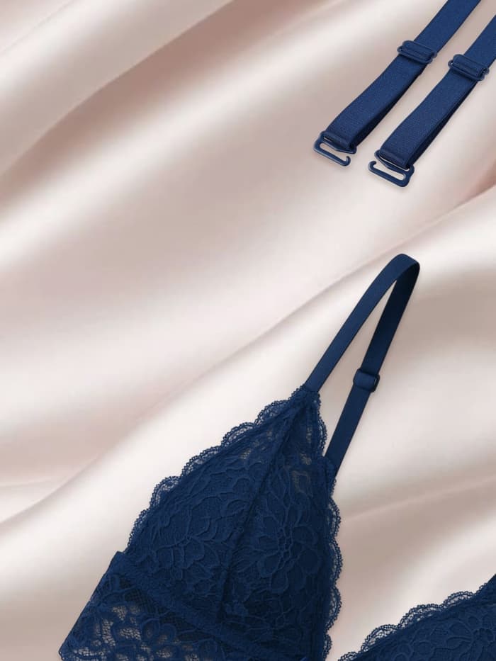 Лямки для бюстгальтера, текстильные, 1.5 см, 37 см, пара, тёмно-синие