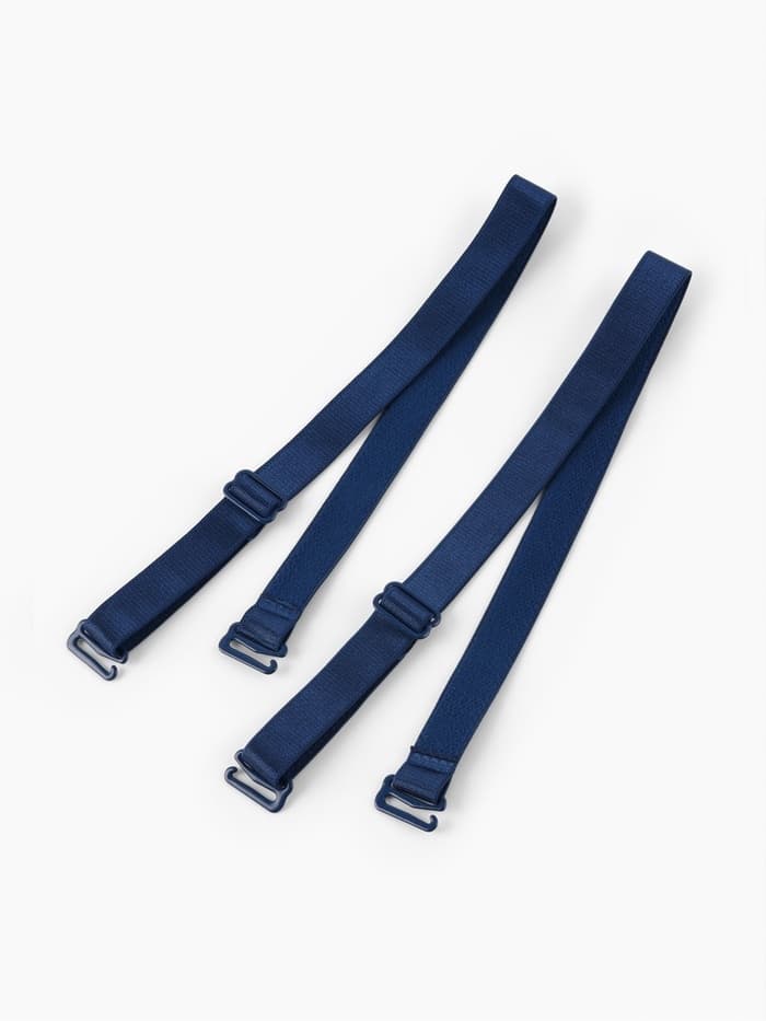 Лямки для бюстгальтера, текстильные, 1.5 см, 37 см, пара, тёмно-синие