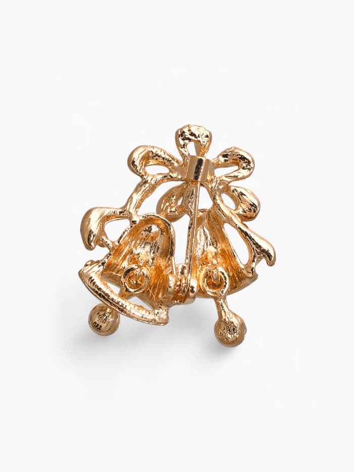 Брошь «Колокольчик с лентой», красная в золоте