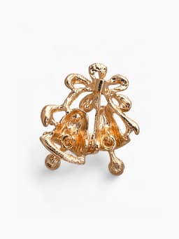 Брошь «Колокольчик с лентой», красная в золоте