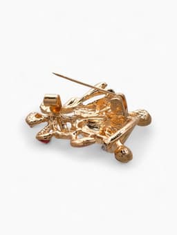 Брошь «Колокольчик с лентой», красная в золоте