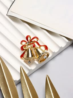 Брошь «Колокольчик с лентой», красная в золоте