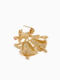 Брошь «Колокольчик с лентой», красная в золоте