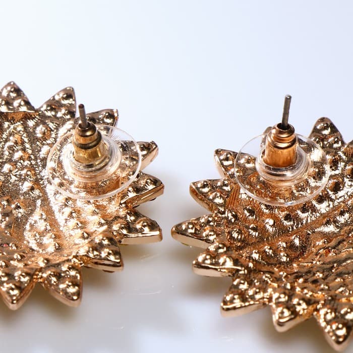 Серьги со стразами «Солнце», в очках, чёрно-жёлтые в золоте