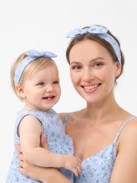 Повязки на голову для мамы и дочки «Крошка Я» Love you, 2 шт., голубые