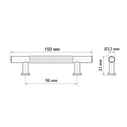 Ручка-рейлинг CAPPIO PIMPLY, d=12 мм, м/о 96 мм, цвет чёрный