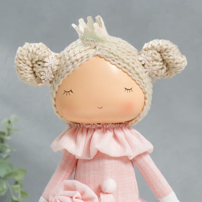 Интерьерная кукла текстильная «Маленькая принцесса в розовом, с цветком», 35×15.5×17 см