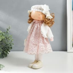 Интерьерная кукла текстильная «Малышка в платье с кружевом, с сердечком», 36.5×14×15.5 см