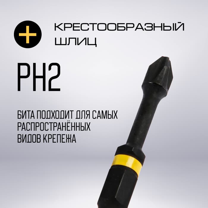Бита ТУНДРА, Torsion, намагниченная, отрывная лента, сталь S2, PH2×50 мм