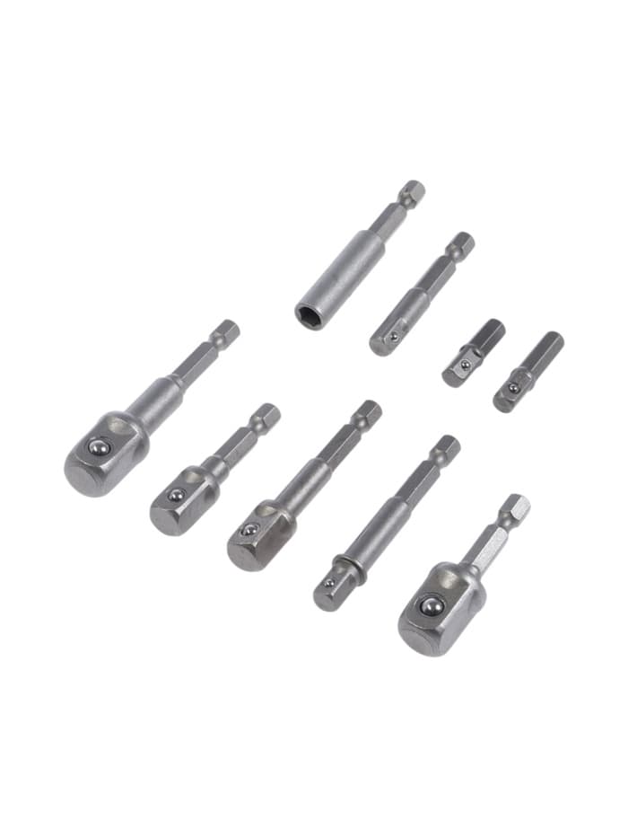 Набор адаптеров для бит и торцевых головок ТУНДРА, 1/4" 3/8" 1/2", 25 - 70 мм, 9 шт.