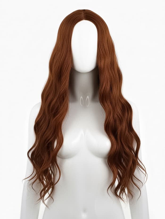 Парик искусственный, имитация кожи, 60 см, 160 г, цвет рыжий