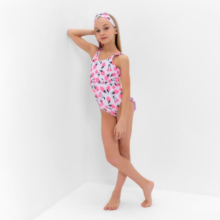 Купальник для девочки слитный MINAKU с повязкой, рост 110-116 см