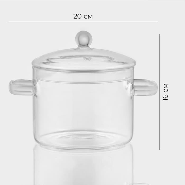 Кастрюля Magistro «Лия», 1.2 л, d=14 см, с крышкой, жаропрочное стекло, прозрачная