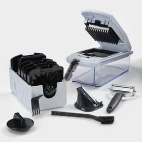 Овощерезка универсальная Magistro Vegan pro, 7 насадок, овощечистка, контейнер, чёрно-белая