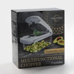 Овощерезка универсальная Magistro Vegan pro, 7 насадок, овощечистка, контейнер, чёрно-белая