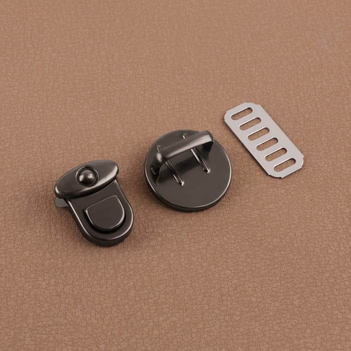 Застёжка для сумки, 2.5×2.5 см, цвет чёрный никель