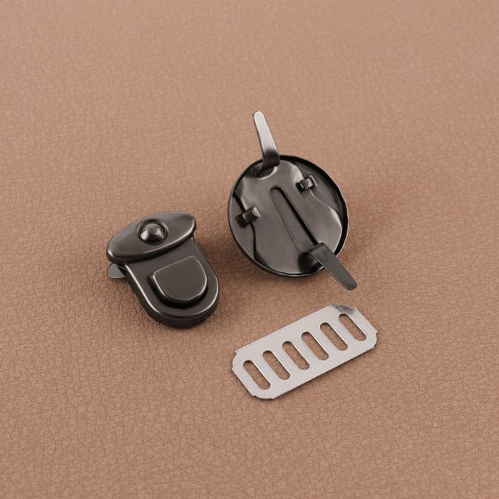 Застёжка для сумки, 2.5×2.5 см, цвет чёрный никель