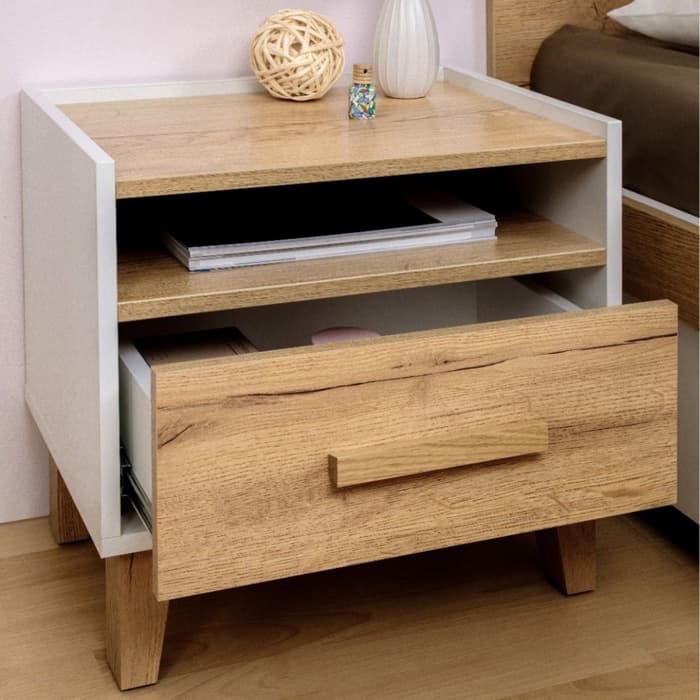 Тумба прикроватная «Айрис 41», 486×358×445 мм, цвет белый/дуб золотистый