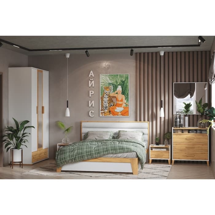 Тумба прикроватная «Айрис 41», 486×358×445 мм, цвет белый/дуб золотистый