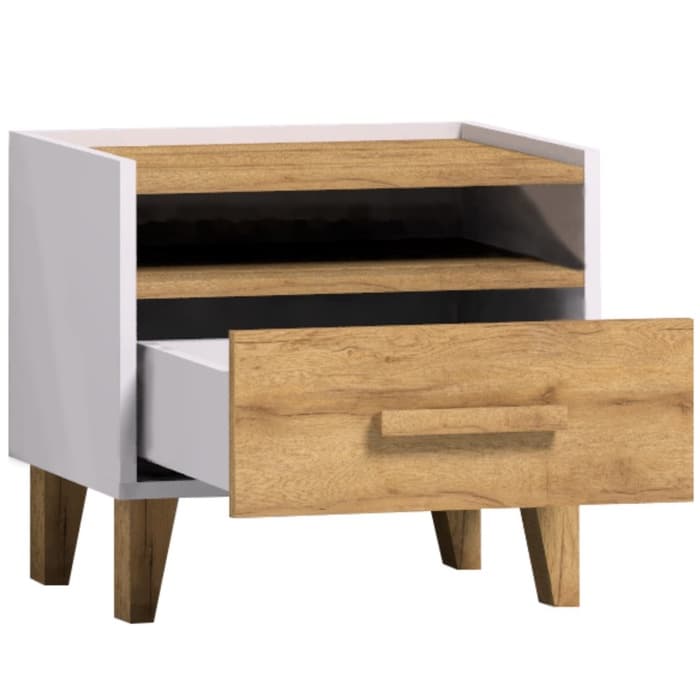 Тумба прикроватная «Айрис 41», 486×358×445 мм, цвет белый/дуб золотистый